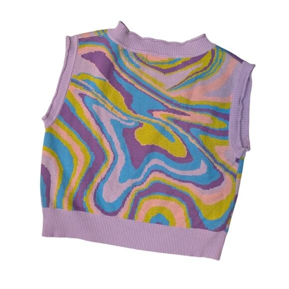 Ugly Moon Smiley Purple sweater vest Size M - Picture 5 of 6